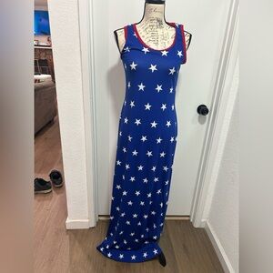LuLaRoe 4th of July Flag Blue Star-Patterned Maxi Dress
